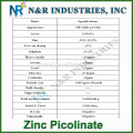 Zinc Picolinate en polvo 98% Zinc 20% -30% Halal y Kosher Proveedor